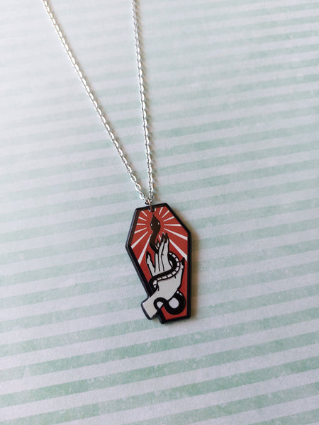 coffin necklace - serpent (red) 