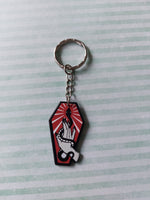 coffin keyring - serpent (red) 