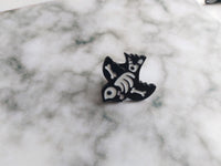 Skeleton Bird Pin Badge