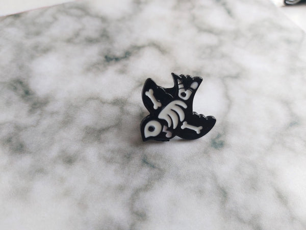 Skeleton Bird Pin Badge
