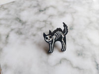 Skeleton Cat Pin Badge