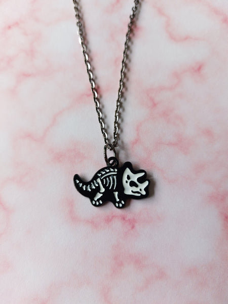 skeleton dinosaur necklace