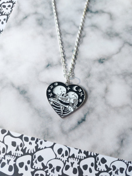 skeleton lovers necklace