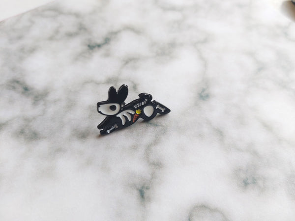 Skeleton Rabbit Pin Badge