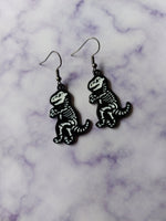 skeleton t-rex earrings