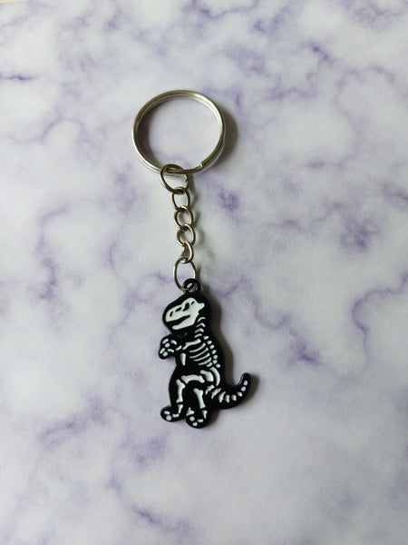 skeleton t-rex keyring