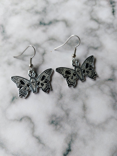skull butterfly earrings