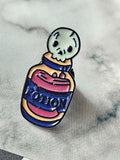 skull potion bottle pin badge 