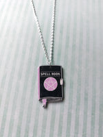 black & pink witchcraft necklace - spellbook