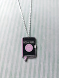 black & pink witchcraft necklace - spellbook
