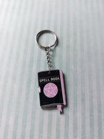 black & pink witchcraft keyring - spellbook 