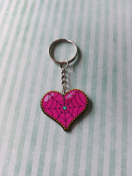 heart keyring - spiderweb 