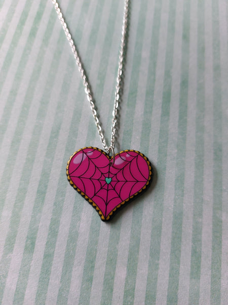 heart necklace - spiderweb