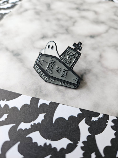 "Spooky All Year" Ghost Pin Badge