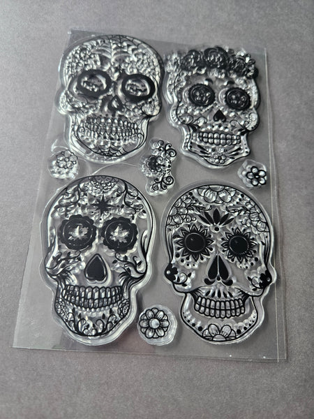 clear silicone stamp sheet - sugar skulls