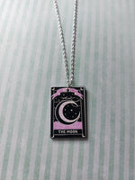 black & pink witchcraft necklace - tarot card (the moon) 