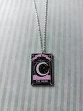 black & pink witchcraft necklace - tarot card (the moon) 