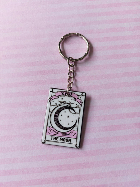 pink witchcraft keyring - tarot card (the moon)