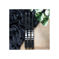 Set of 3 Black Magic Moon Phase Taper Candles