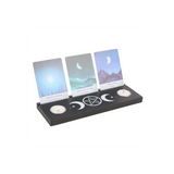 Black Triple Moon Tarot Card Stand Tealight Holder