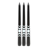 Set of 3 Black Magic Moon Phase Taper Candles