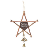 30cm Witches Welcome Willow Pentagram Sign with Bells