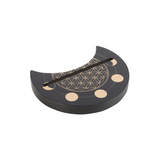 Black Flower of Life Crescent Moon Tarot Card Stand