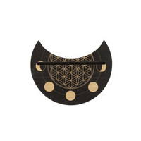Black Flower of Life Crescent Moon Tarot Card Stand