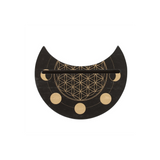 Black Flower of Life Crescent Moon Tarot Card Stand