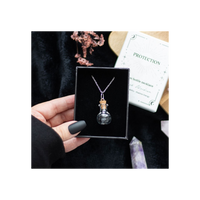 Protection Black Obsidian Crystal Chip Potion Bottle Necklace