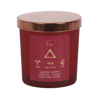 Fire Element Juniper Berry Crystal Chip Candle