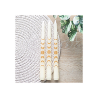 Set of 3 Off White Moon Phases Taper Dinner Candles