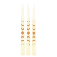 Set of 3 Off White Moon Phases Taper Dinner Candles