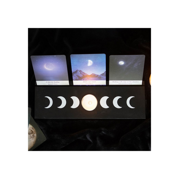 Black Moon Phase Tarot Card Stand Tealight Holder
