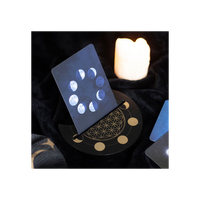 Black Flower of Life Crescent Moon Tarot Card Stand