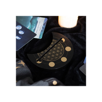 Black Flower of Life Crescent Moon Tarot Card Stand