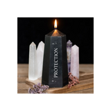 Protection Crystal Candle with Rough Black Obsidian