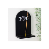 Black Triple Moon Incense Holder Shelf