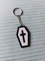 layered acrylic coffin keyring - white