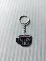 black & pink witchcraft keyring - witches brew