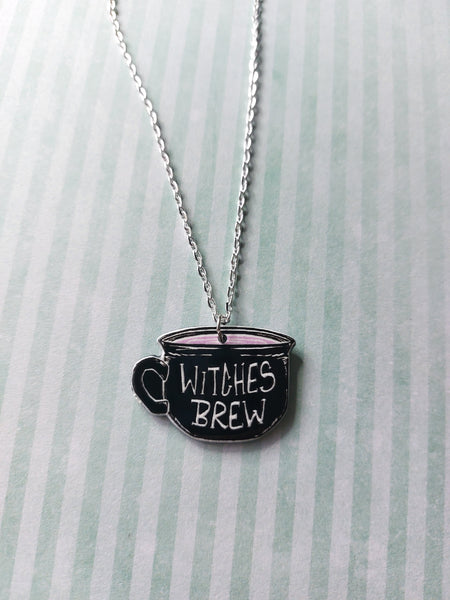 black & pink witchcraft necklace - witches brew