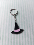 black & pink witchcraft keyring - witch hat