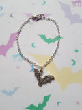 Silver Bat Bracelet – Gothic Charm Jewellery, Halloween Accessory, Spooky Gift for Goth & Vampire Lovers