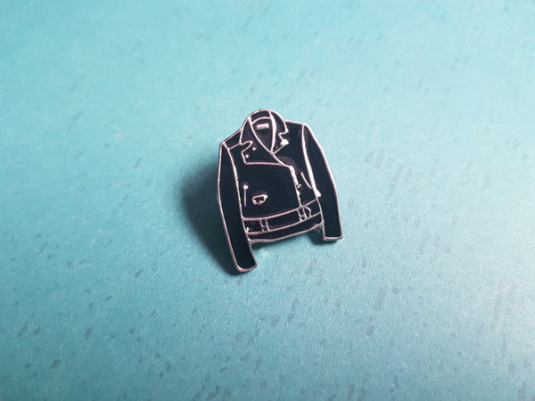 black leather jacket pin badge