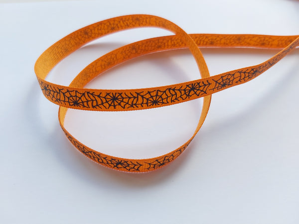 spiderweb grosgrain ribbon - orange