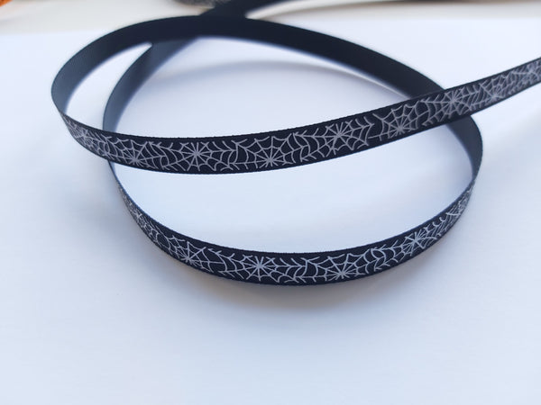 spiderweb grosgrain ribbon - black