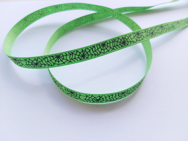 spiderweb grosgrain ribbon - green