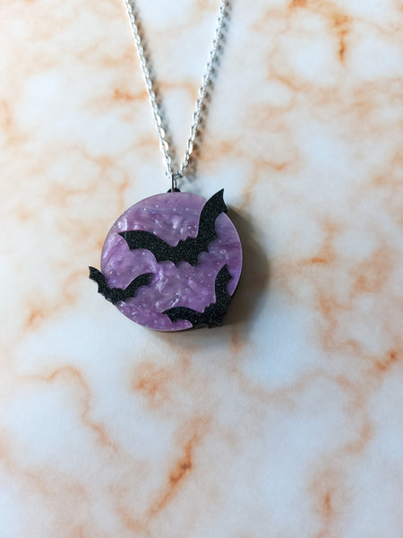 flying bats necklace - purple 