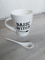 mug & spoon set - basic witch (white)