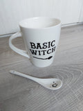 mug & spoon set - basic witch (white)